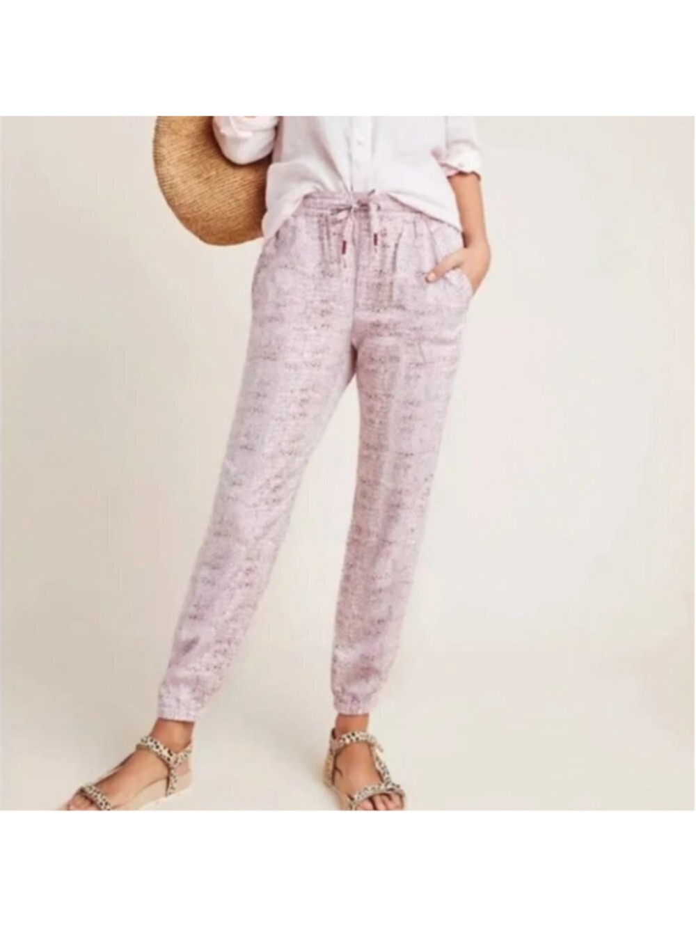 Anthropologie Pink Orana Snake Print Joggers size Large